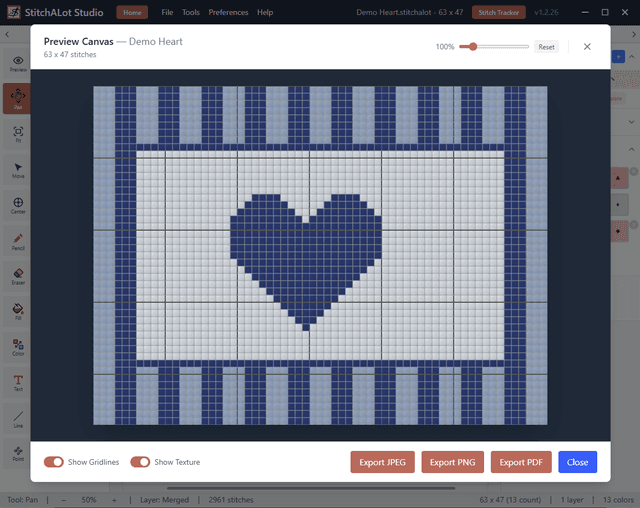 Preview and export feature