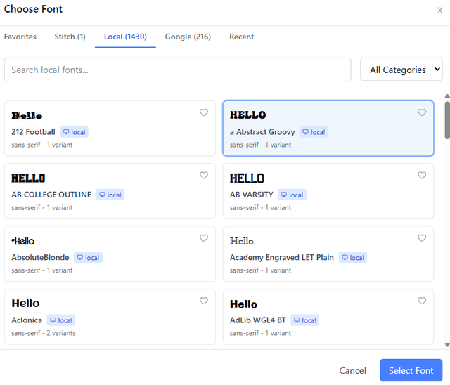 Font styles and sizing